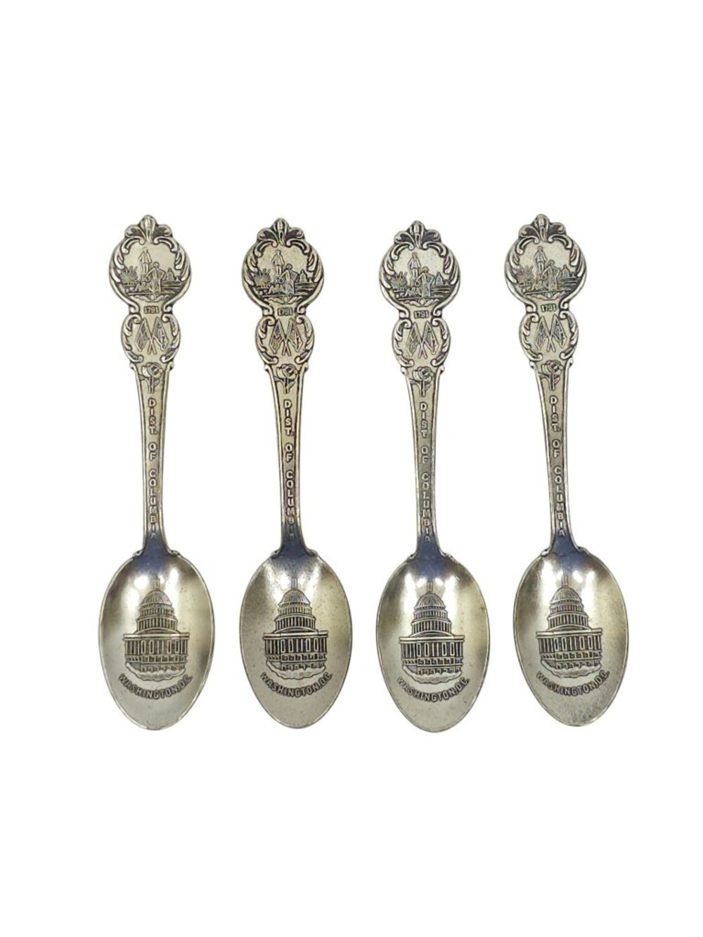 Heritage Collection of American States Washington D.C. Souvenir Spoon Lot Of 4